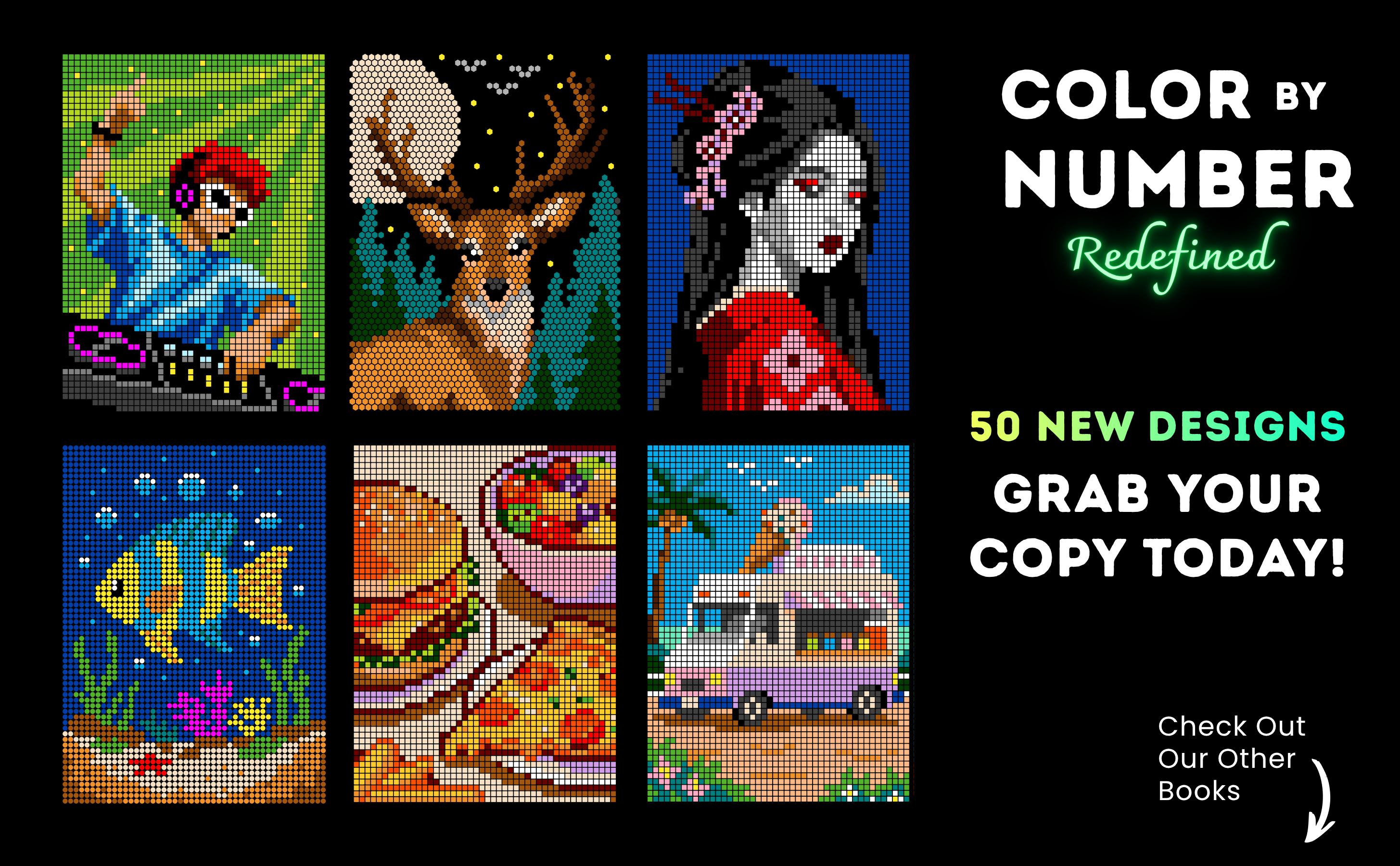 Color By Number: Guided Mysteries 2 — sample completed artworks